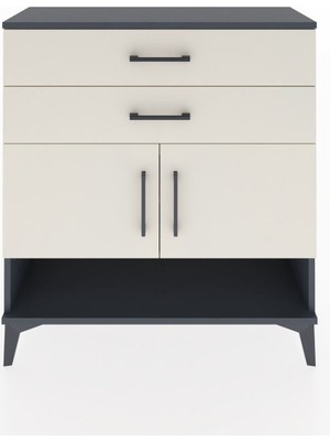 Arges Şifonyer 2 Raflı 2 Çekmeceli 2 Kapaklı 88X30X96 Antrasit-Aytaşı