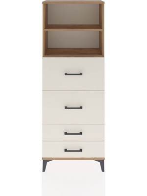 Arges Dolap 2 Raflı 4 Çekmeceli 60X30X163 Çam-Aytaşı