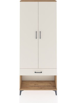 Arges Dolap 2 Raflı Tek Çekmeceli Tek Askılı 88X30X221 Çam-Aytaşı