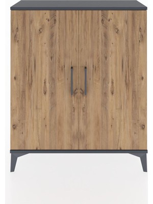 Arges Şifonyer 2 Raflı 2 Kapaklı 88X30X106 Antrasit-Çam