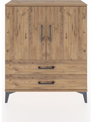 Arges Şifonyer 2 Raflı 2 Çekmeceli 2 Kapaklı 88X30X106 Çam-Çam