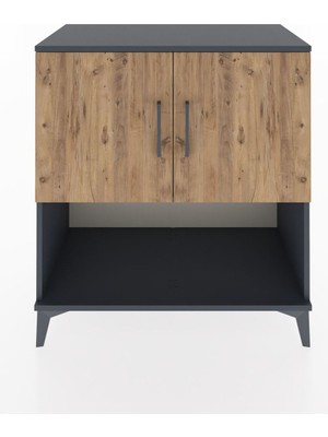 Hyperion Şifonyer 2 Raflı 2 Kapaklı 88X44X96 Antrasit-Çam