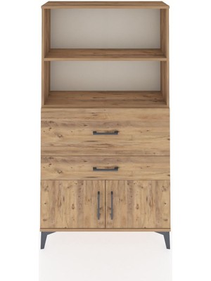 Arges Dolap 2 Raflı 2 Çekmeceli 2 Kapaklı 88X30X163 Çam-Çam