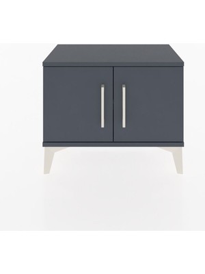 Arges Komodin Tek Raflı 2 Kapaklı 60X30X48 Antrasit-Antrasit