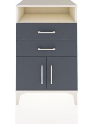 Hyperion Komodin Tek Raflı 2 Çekmeceli 2 Kapaklı 60X44X96 Aytaşı-Antrasit