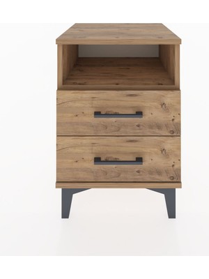 Hyperion Komodin Tek Raflı 2 Çekmeceli 44X44X64 Çam-Çam