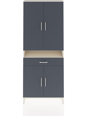 Arges Dolap 5 Raflı Tek Çekmeceli 4 Kapaklı 88X30X221 Aytaşı-Antrasit