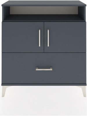 Arges Şifonyer 3 Raflı Tek Çekmeceli 2 Kapaklı 88X30X96 Antrasit-Antrasit