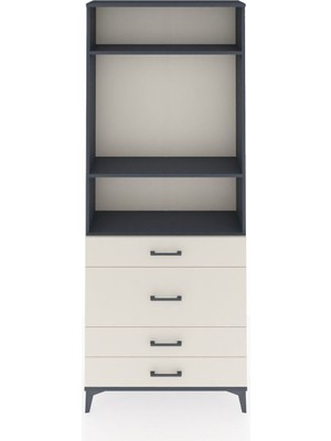 Arges Dolap 3 Raflı 4 Çekmeceli 88X30X221 Antrasit-Aytaşı