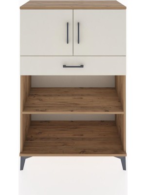 Hyperion Dolap 2 Raflı Tek Çekmeceli 2 Kapaklı 88X44X134 Çam-Aytaşı