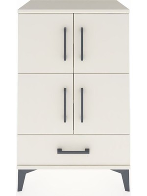 Hyperion Komodin 4 Raflı Tek Çekmeceli 4 Kapaklı 60X44X96 Aytaşı-Aytaşı