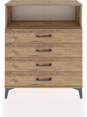 Arges Şifonyer Tek Raflı 4 Çekmeceli 88X30X106 Çam-Çam