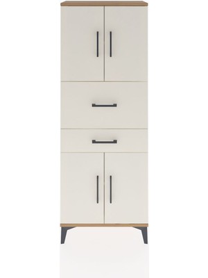 Arges Dolap 3 Raflı 2 Çekmeceli 4 Kapaklı 60X30X163 Çam-Aytaşı