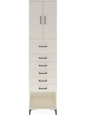 Arges Dolap 2 Raflı 6 Çekmeceli 2 Kapaklı 60X30X243 Aytaşı-Aytaşı