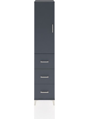 Hyperion Dolap 3 Raflı 3 Çekmeceli Tek Kapaklı 44X44X221 Antrasit-Antrasit