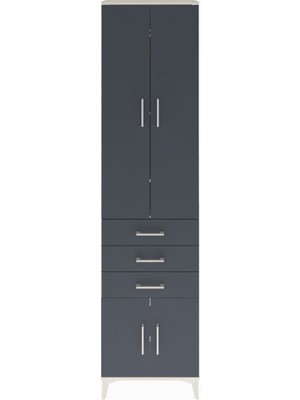 Arges Dolap 5 Raflı 3 Çekmeceli 4 Kapaklı 60X30X243 Aytaşı-Antrasit
