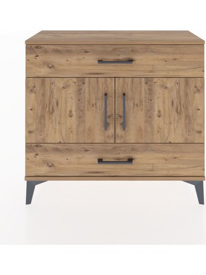 Dienni Arges 2 Çekmeceli 2 Kapaklı Şifonyer Suntalam Materyal 88 x 30 x 80 Boyutları ile Fonksiyonel Depolama