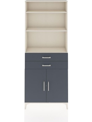 Arges Dolap 4 Raflı 2 Çekmeceli 2 Kapaklı 88X30X221 Aytaşı-Antrasit
