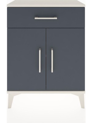 Arges Komodin Tek Raflı Tek Çekmeceli 2 Kapaklı 60X30X80 Aytaşı-Antrasit