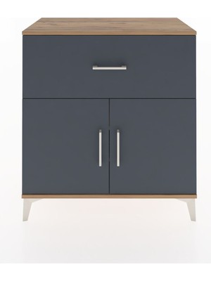 Hyperion Şifonyer 2 Raflı Tek Çekmeceli 2 Kapaklı 88X44X96 Çam-Antrasit