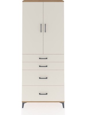 Arges Dolap 2 Raflı 4 Çekmeceli 2 Kapaklı 88X30X221 Çam-Aytaşı
