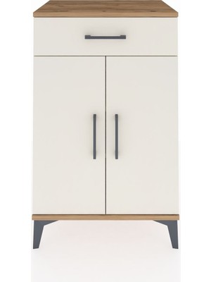 Hyperion Komodin 2 Raflı Tek Çekmeceli 2 Kapaklı 60X44X96 Çam-Aytaşı