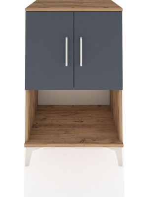 Hyperion Komodin 2 Raflı 2 Kapaklı 60X44X96 Çam-Antrasit