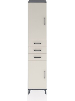 Hyperion Dolap 4 Raflı 3 Çekmeceli 2 Kapaklı 44X44X221 Antrasit-Aytaşı