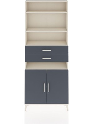 Arges Dolap 5 Raflı 2 Çekmeceli 2 Kapaklı 88X30X221 Aytaşı-Antrasit
