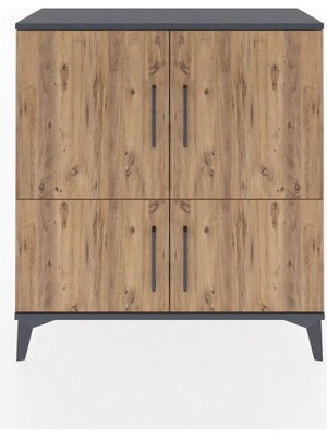 Arges Şifonyer 3 Raflı 4 Kapaklı 88X30X96 Antrasit-Çam