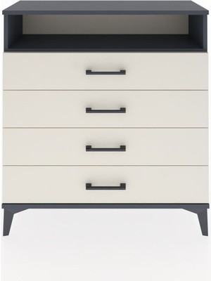 Arges Şifonyer Tek Raflı 4 Çekmeceli 88X30X96 Antrasit-Aytaşı