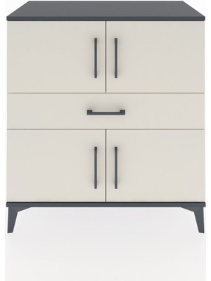 Hyperion Şifonyer Tek Raflı Tek Çekmeceli 4 Kapaklı 88X44X96 Antrasit-Aytaşı