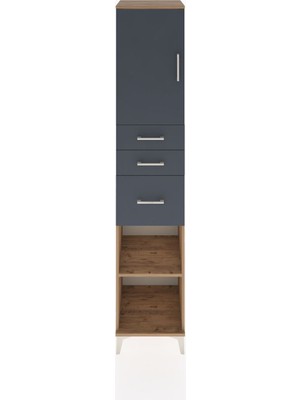 Hyperion Dolap 3 Raflı 3 Çekmeceli Tek Kapaklı 44X44X221 Çam-Antrasit