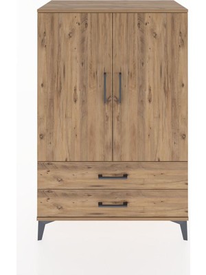 Hyperion Dolap 3 Raflı 2 Çekmeceli 2 Kapaklı 88X44X134 Çam-Çam