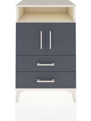 Hyperion Komodin 2 Raflı 2 Çekmeceli 2 Kapaklı 60X44X96 Aytaşı-Antrasit