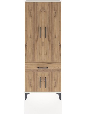 Arges Dolap 3 Raflı Tek Çekmeceli 4 Kapaklı 60X30X163 Aytaşı-Çam