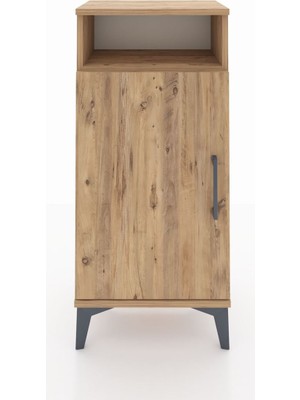 Arges Komodin 3 Raflı Tek Kapaklı 44X30X96 Çam-Çam