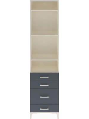 Arges Dolap 4 Raflı 4 Çekmeceli 60X30X243 Aytaşı-Antrasit