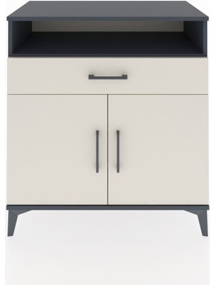 Hyperion Şifonyer 2 Raflı Tek Çekmeceli 2 Kapaklı 88X44X96 Antrasit-Aytaşı