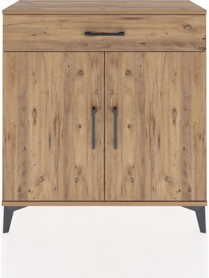 Arges Şifonyer 2 Raflı Tek Çekmeceli 2 Kapaklı 88X30X96 Çam-Çam