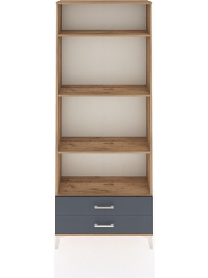 Arges Dolap 4 Raflı 2 Çekmeceli 88X30X221 Çam-Antrasit