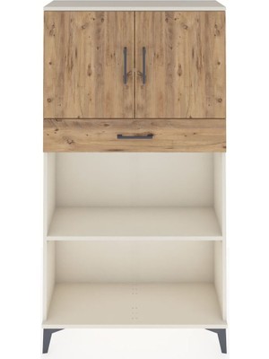 Arges Dolap 3 Raflı Tek Çekmeceli 2 Kapaklı 88X30X163 Aytaşı-Çam