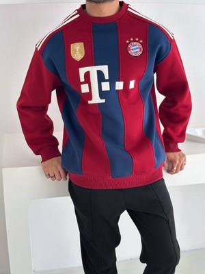 Bayern M Oversize Şardonlu Penye Sweat - B Munih 3 Iplik Şardonlu Sweatshırt