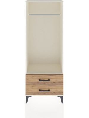 Arges Dolap Tek Raflı 2 Çekmeceli Tek Askılı 60X30X163 Aytaşı-Çam