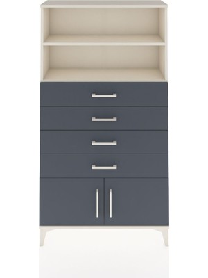 Arges Dolap 2 Raflı 4 Çekmeceli 2 Kapaklı 88X30X163 Aytaşı-Antrasit