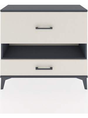 Arges Şifonyer Tek Raflı 2 Çekmeceli 88X30X80 Antrasit-Aytaşı