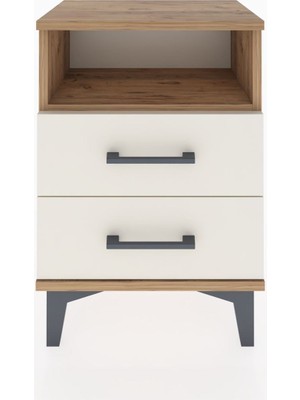 Arges Komodin Tek Raflı 2 Çekmeceli 44X30X64 Çam-Aytaşı