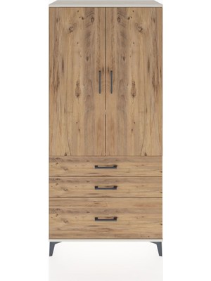 Hyperion Dolap 2 Raflı 3 Çekmeceli Tek Askılı 88X44X195 Aytaşı-Çam