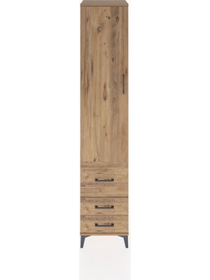 Hyperion Dolap 4 Raflı 3 Çekmeceli Tek Kapaklı 44X44X221 Çam-Çam