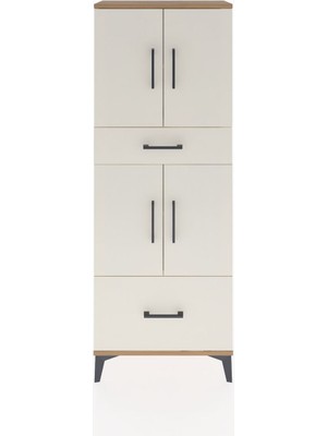 Arges Dolap 4 Raflı 2 Çekmeceli 4 Kapaklı 60X30X163 Çam-Aytaşı